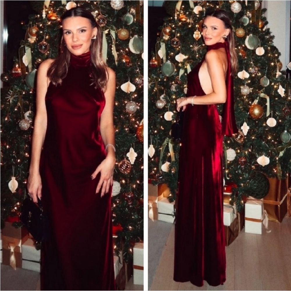 Zara Burgundy Velvet Maxi Dress